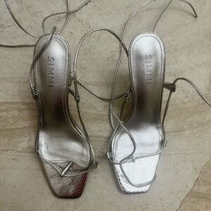 Simmi London Metallic Silver Strappy Heels